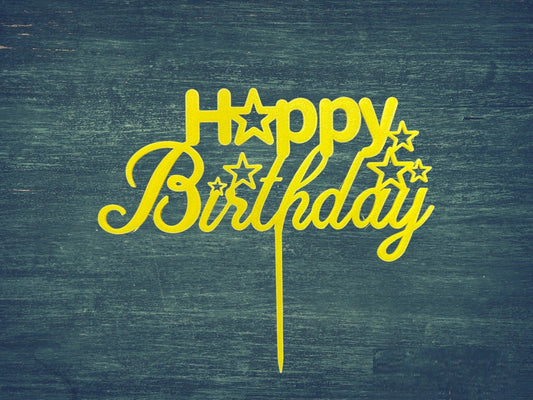 Happy birthday star cake topper